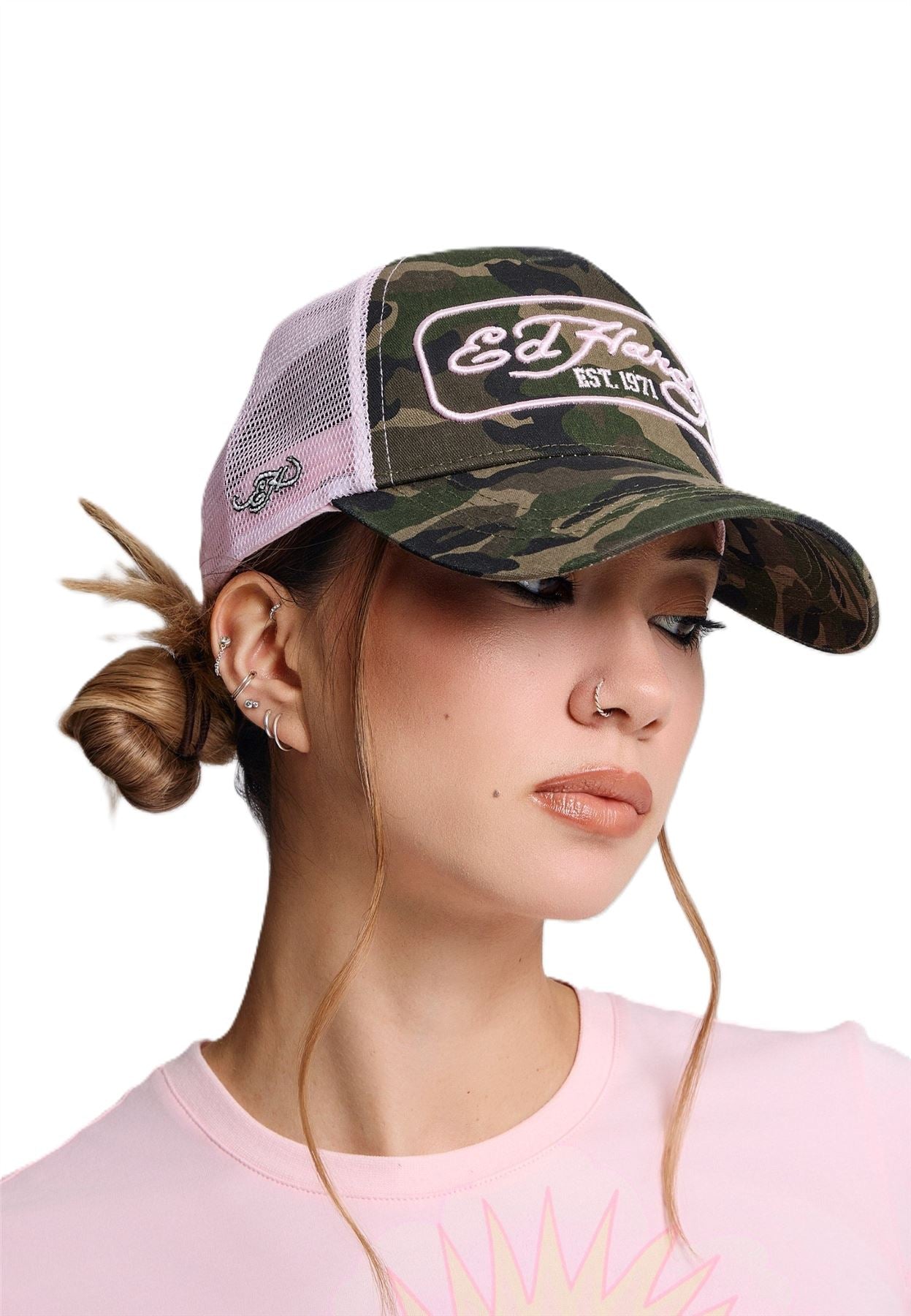 Ed Hardy 1971 Camo 5 Panel Trucker Green Caps