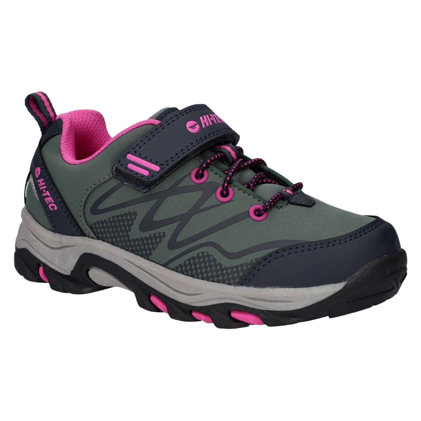 Hi-Tec Blackout Low Synthetic Soft Shell Girls's Dark Forest/India Ink/Pink Hiking Boots