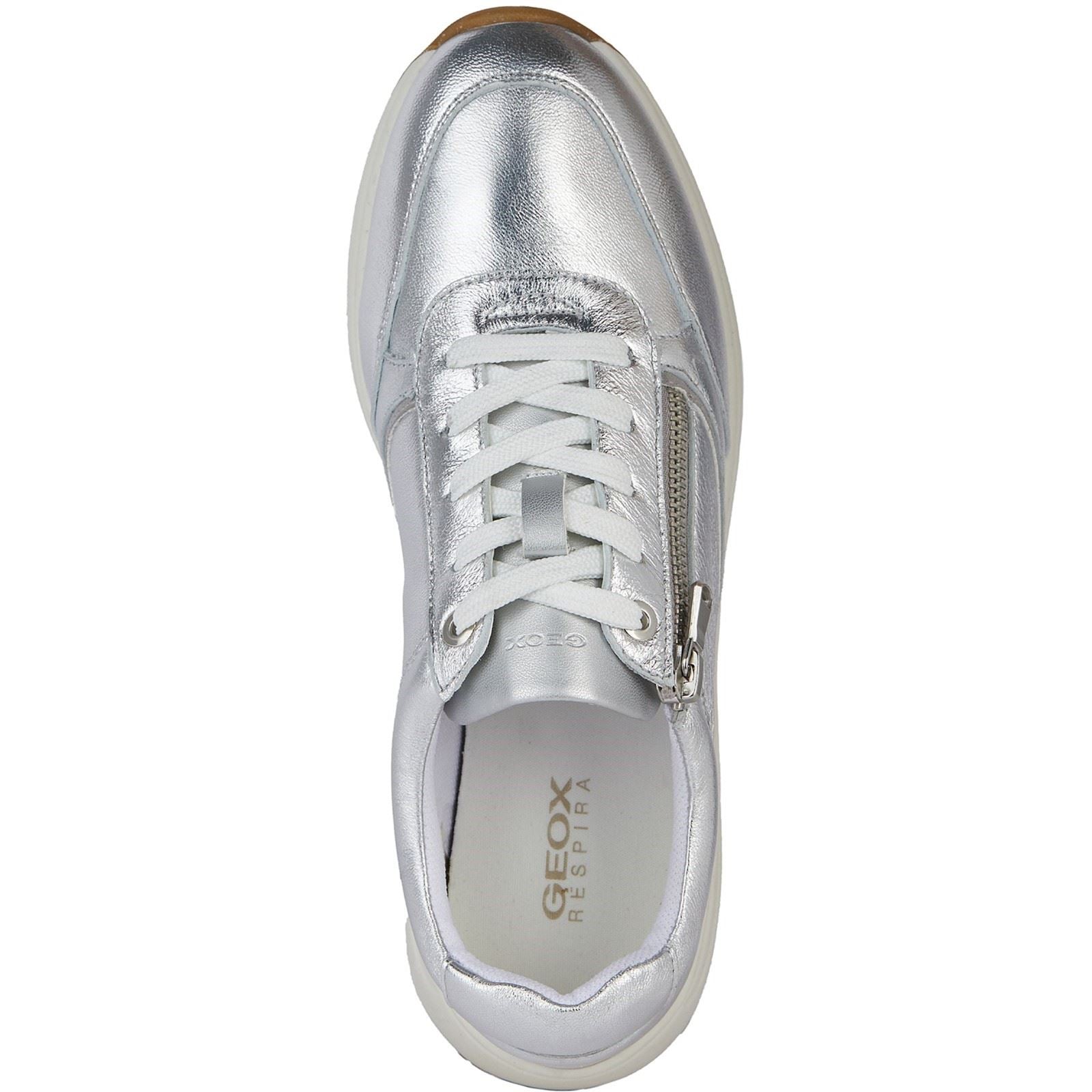 Geox D Cristael E Faux Leather Women's Silver Sneakers