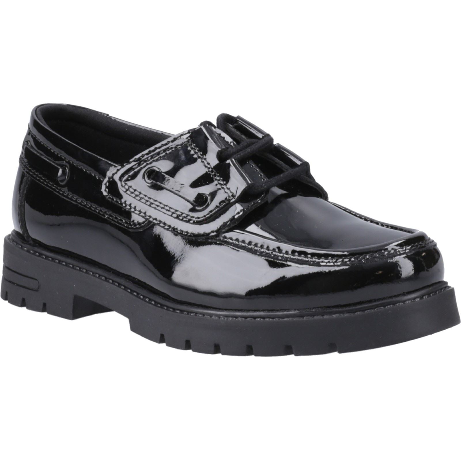 Hush Puppies Lucy Leather Girls's Black Boat Shoes