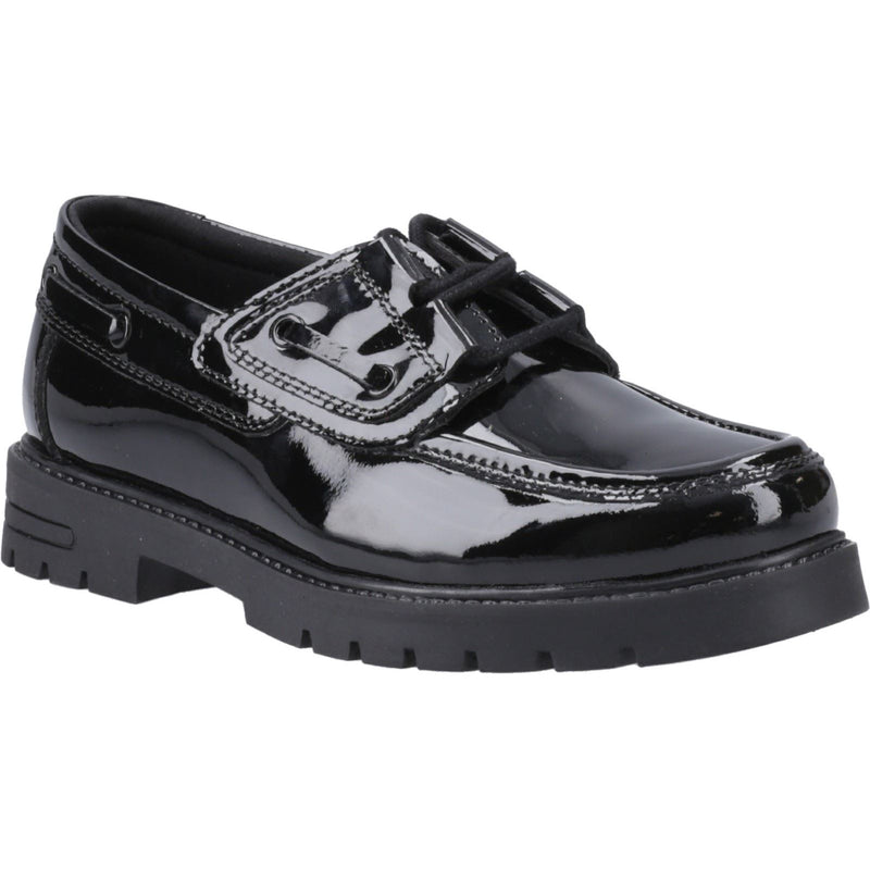Hush Puppies Lucy Leather Girls's Black Boat Shoes
