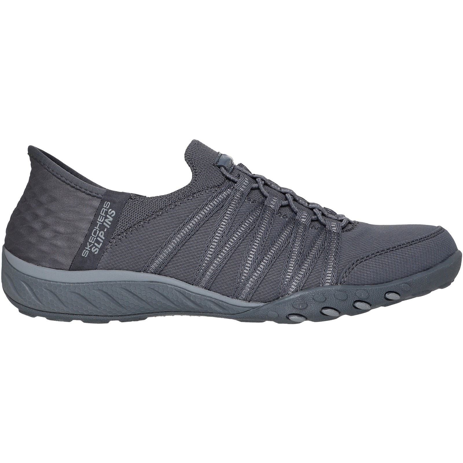 Skechers Breathe-Easy - Roll-With-Me Textile Women's Charcoal Sneakers