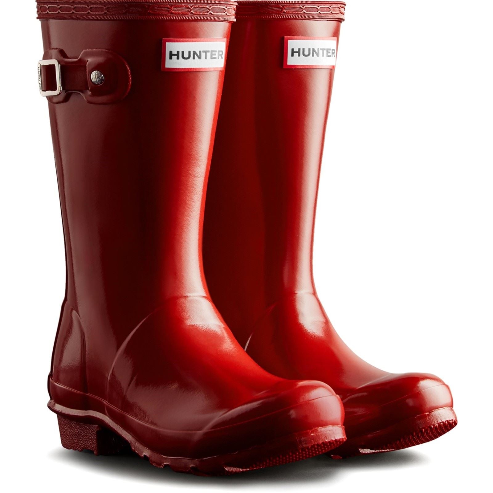 Hunter Junior Originals Gloss Boot Rubber Kid's Military Red Wellington Boots