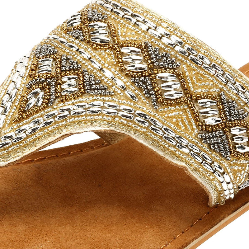 Tower London Wide Vamp Toepost Women's Gold Sandals