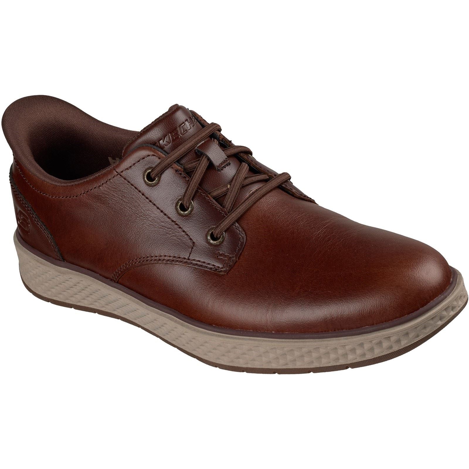 Skechers Burkett Lonzo Leather Men's Brown Leather Lace-Up Shoes