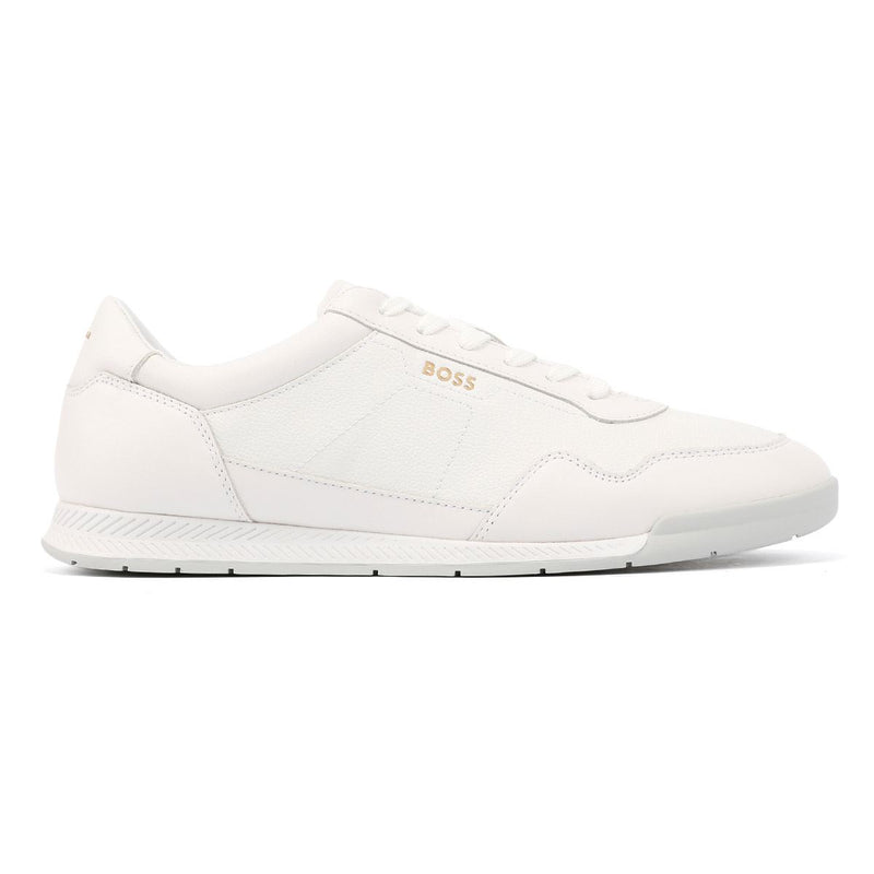 Boss Titanium Leather Men's White Sneakers