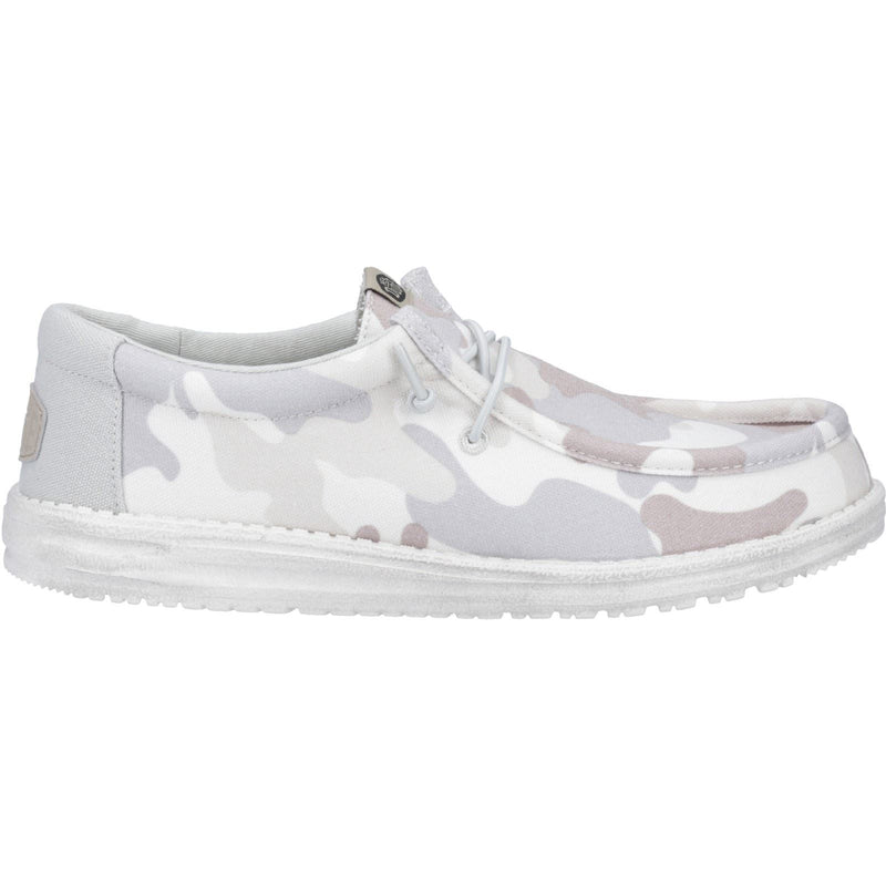 HEYDUDE Wally Washed Camo Polyester Men's Greyscale Desert Camo Boat Shoes