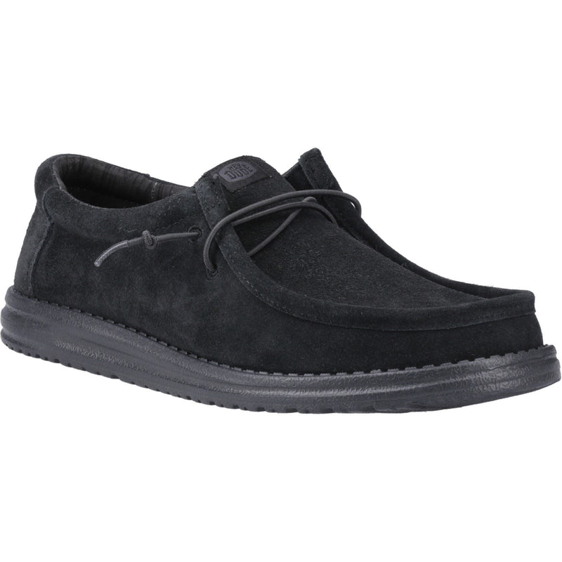 HEYDUDE Wally Suede Suede Men's Black Boat Shoes