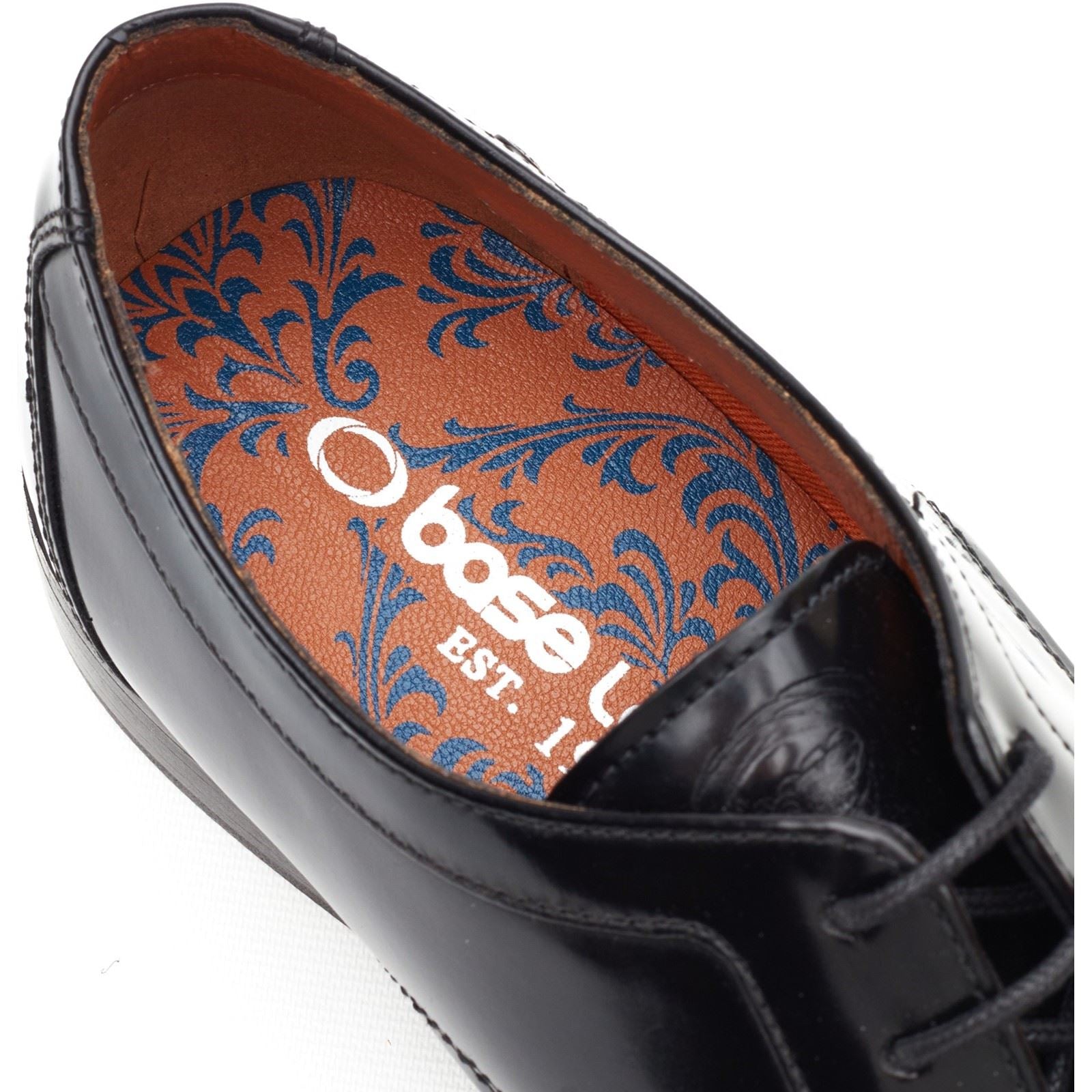 Base London Dome Lace Up Leather Men's Hi Shine Black Lace-Up Shoes