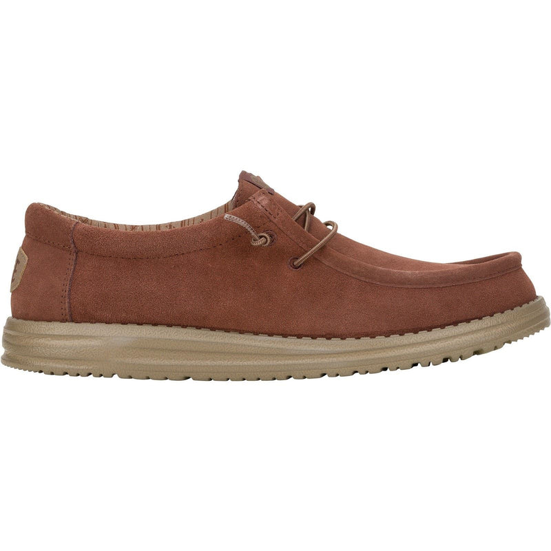 HEYDUDE Wally Suede Suede Men's Dark Brown Boat Shoes