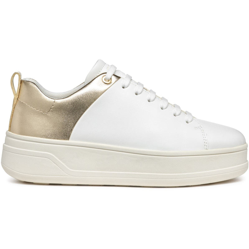 Geox D SPHERICA ECUB-2 Women's White/Light Gold Sneakers