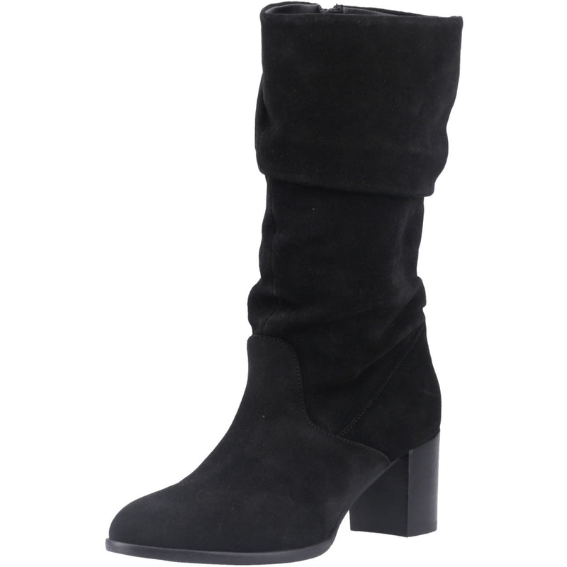 Hush Puppies Cosima Suede Women's Black Suede Heeled Knee High Boots
