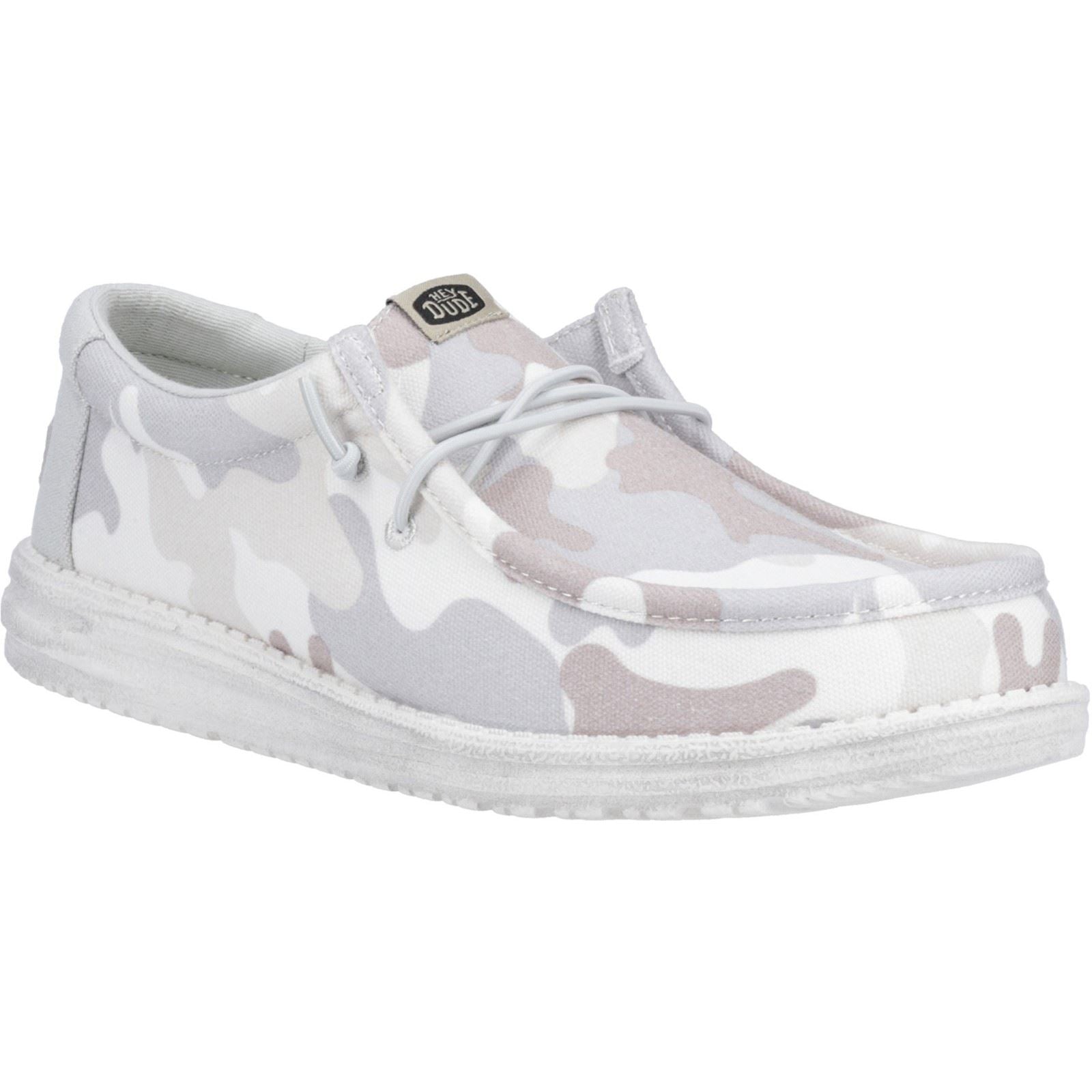 HEYDUDE Wally Washed Camo Polyester Men's Greyscale Desert Camo Boat Shoes