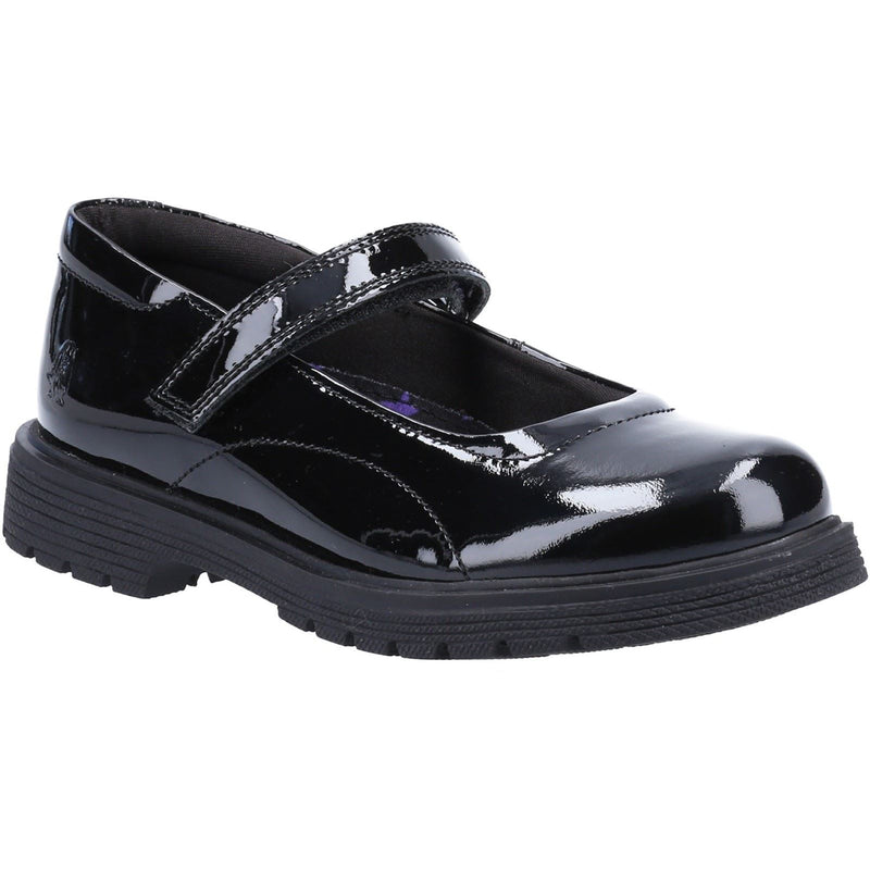 Hush Puppies Tally Junior Girls Black Patent Leather Shoes