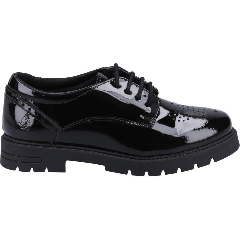 Hush Puppies Jayne Patent SNR Leather Girls's Black Lace-Up Shoes