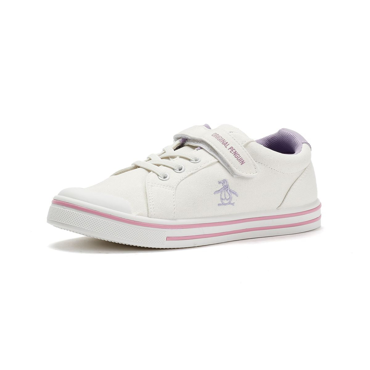 Penguin Junior Rainbow Canvas Girls's White/Lilac Sneakers