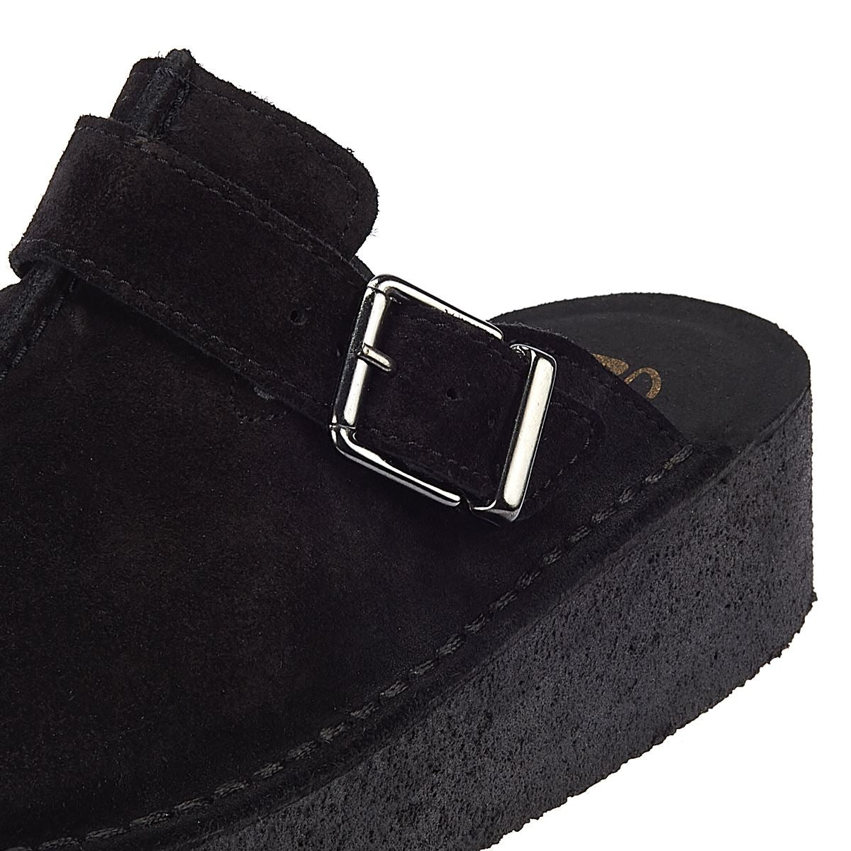 Clarks Original Trek Wedge Women's Black Suede Mules