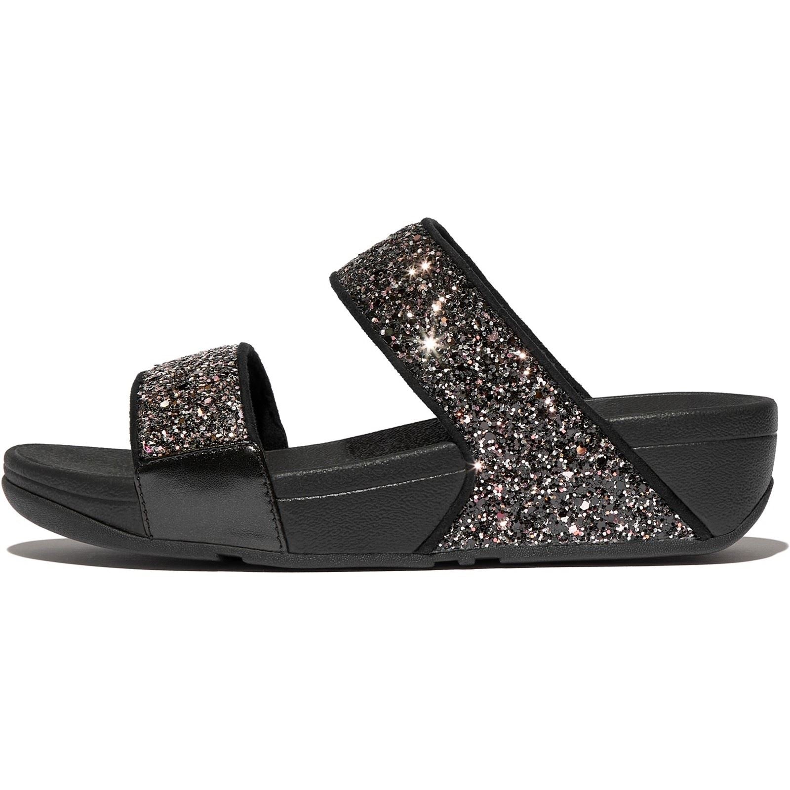 Fitflop Lulu 2 Bar Glitter Polyurethane Women's Black/Multi Sandals