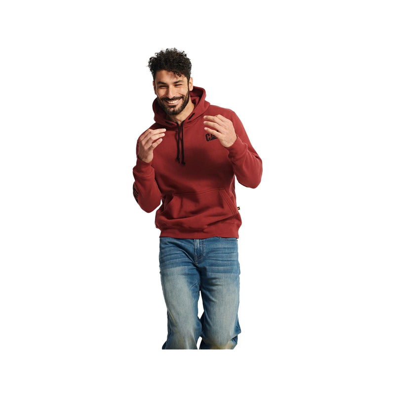 Caterpillar Trademark Banner Cotton Men's Red Hooded Sweatshirt