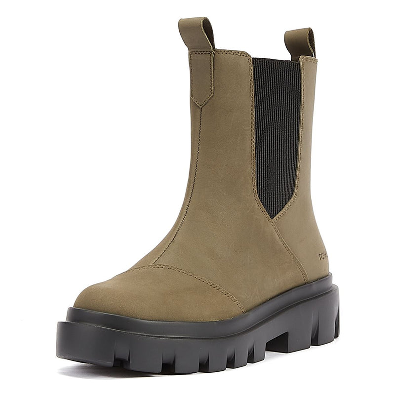 TOMS Rowan Leather Women's Olive Boots