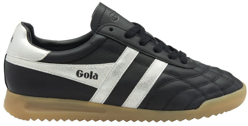 Gola Stadium Leather Women's Black/Silver Sneakers