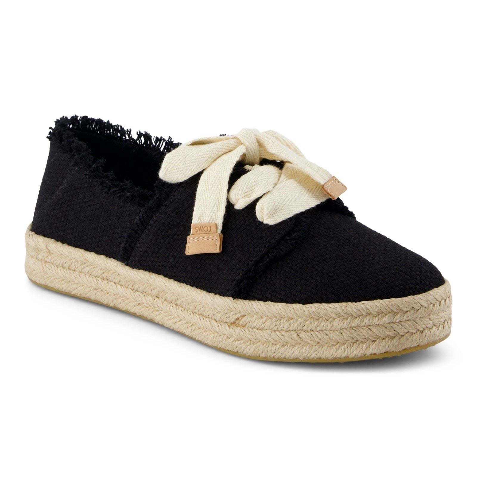 TOMS Carolina Lace Up Cotton Women's Black Beachside Shoes