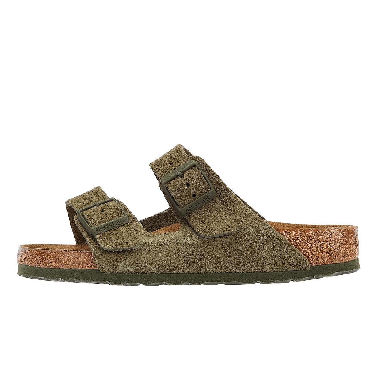 Birkenstock Arizona Suede Leather Thyme Khaki Sandals
