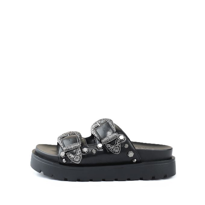 Buffalo Raya Ari West Leather Women's Black Sandals
