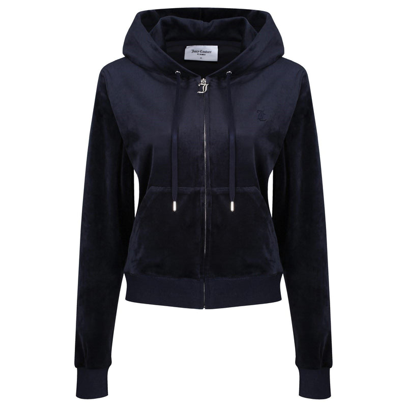 Juicy Couture Robertson Classic Jacket Polyester Women's Blue Hooded Sweatshirt