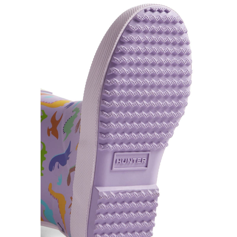 Hunter Kids Dinosaur Boot Rubber Purple Dinosaur Wellington Boots