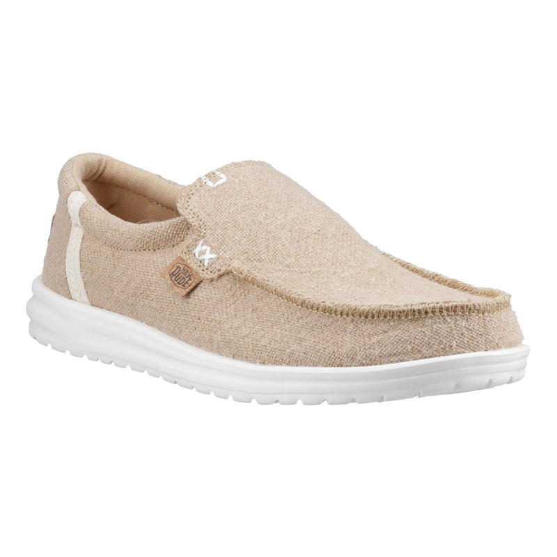 HEYDUDE Mikka Jute Linen Men's Irish Cream Moccasins Shoes
