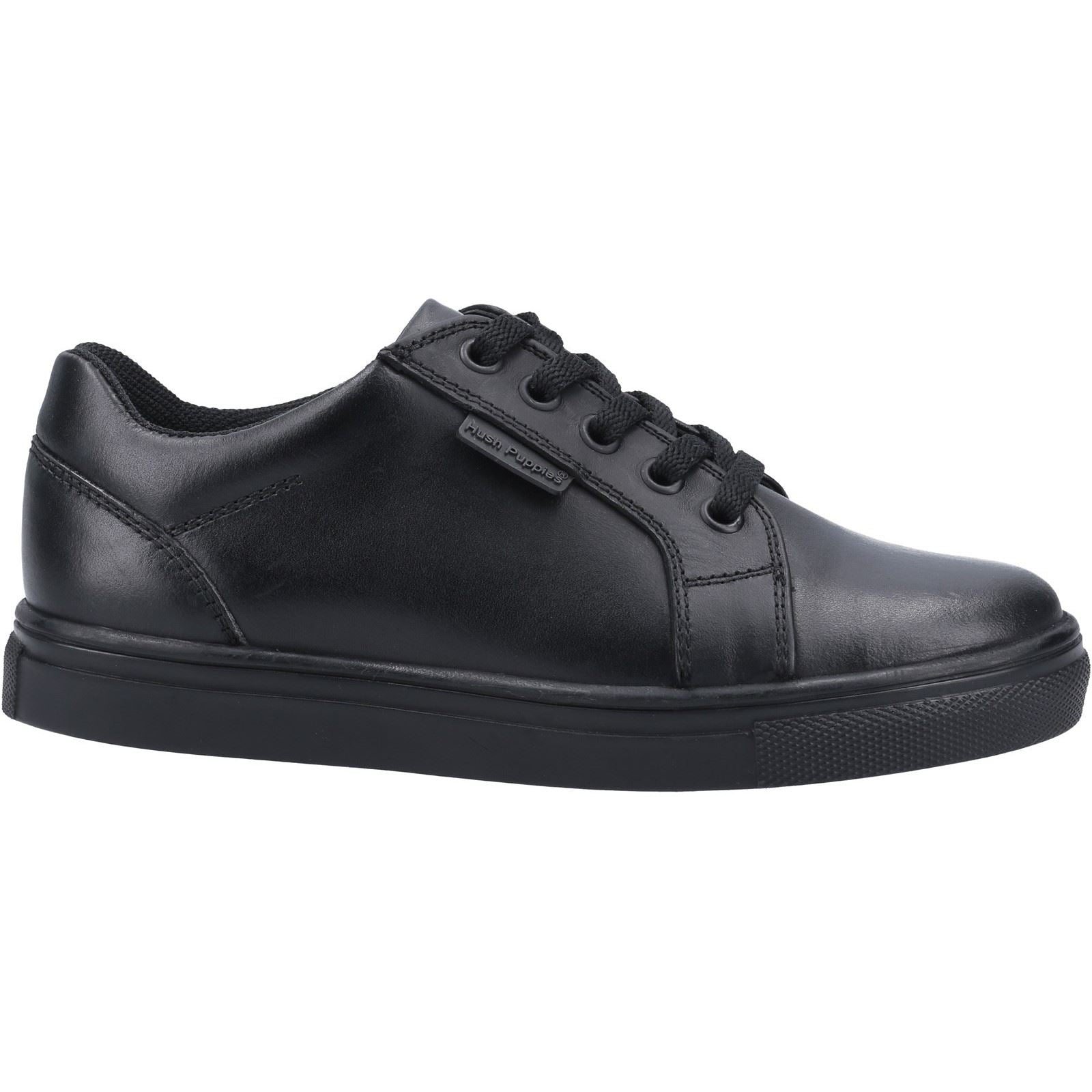 Hush Puppies Sam Senior Leather Boy's Black Lace-Up Shoes