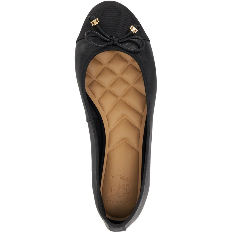 Dune Hallo Wide Fit Women's Black Flats
