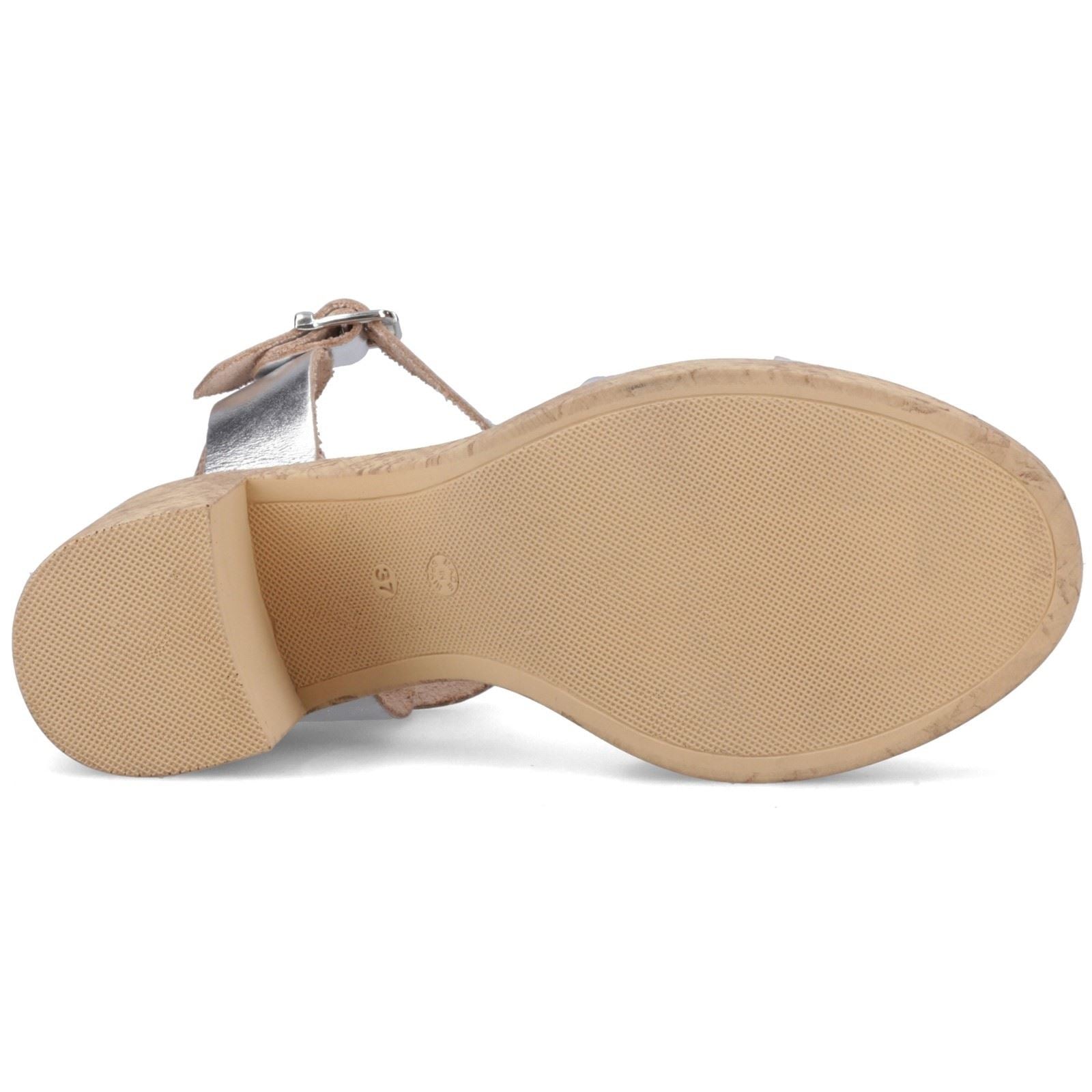 Hush Puppies Georgia Cork Leather Women's Silver Heels