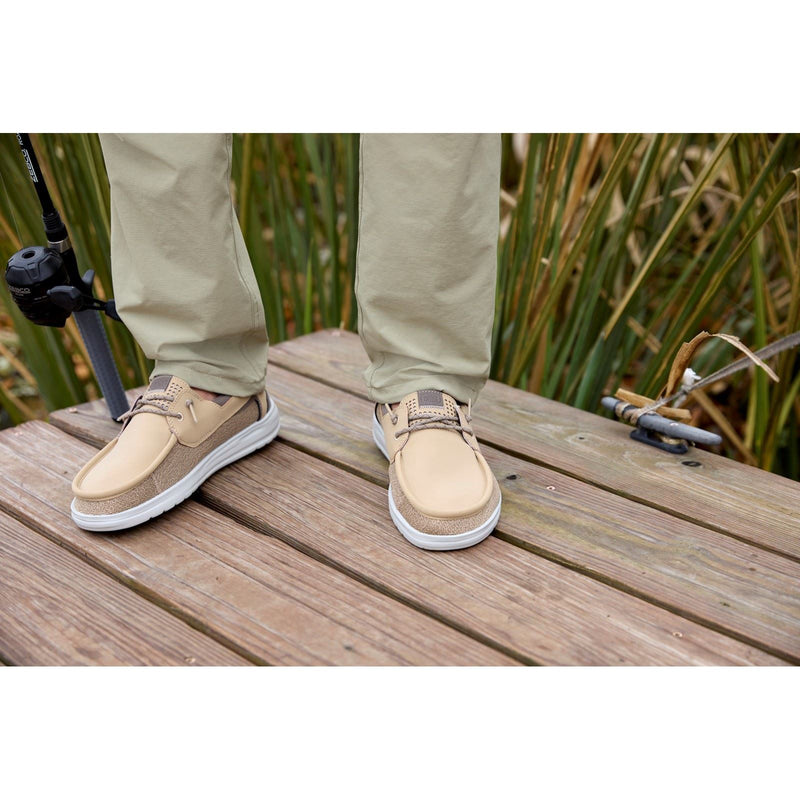 HEYDUDE Welsh Grip Classic Mesh Cotton Blend Men's Incense/Morel Brown Boat Shoes