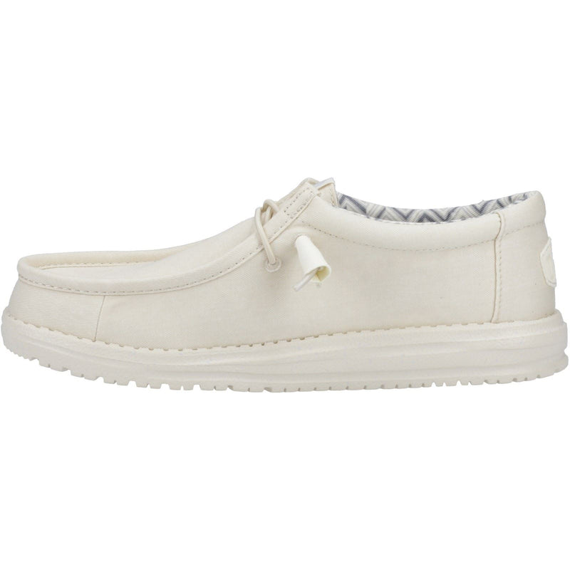 HEYDUDE Wally Canvas 100% Cotton Men's Stone White Boat Shoes