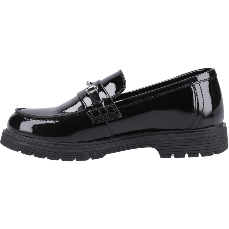 Hush Puppies Lydia Patent Senior Leather Girls's Black Loafers