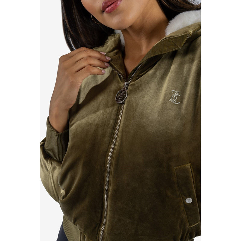 Juicy Couture Fur Rydell Women's Green Bomber Jacket