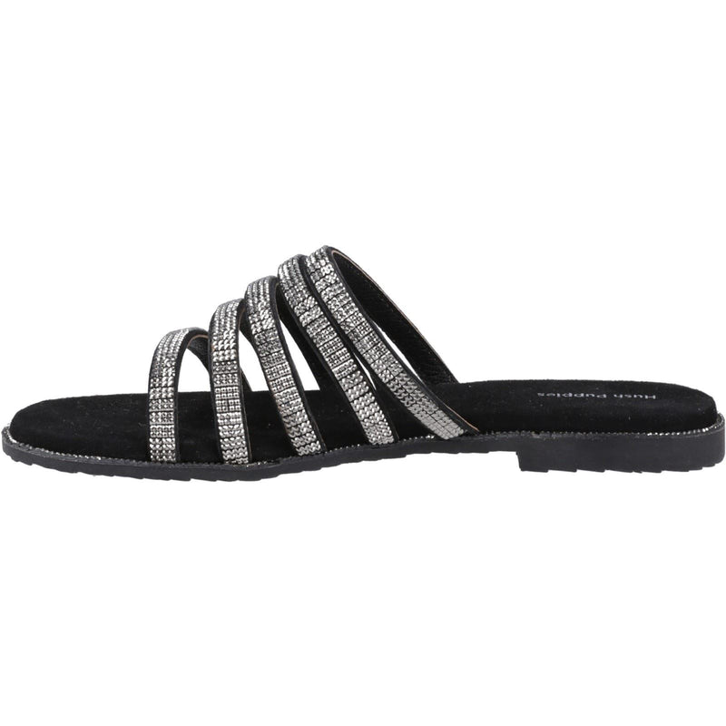 Hush Puppies Paris Slide Suede Women's Black/Silver Sandals