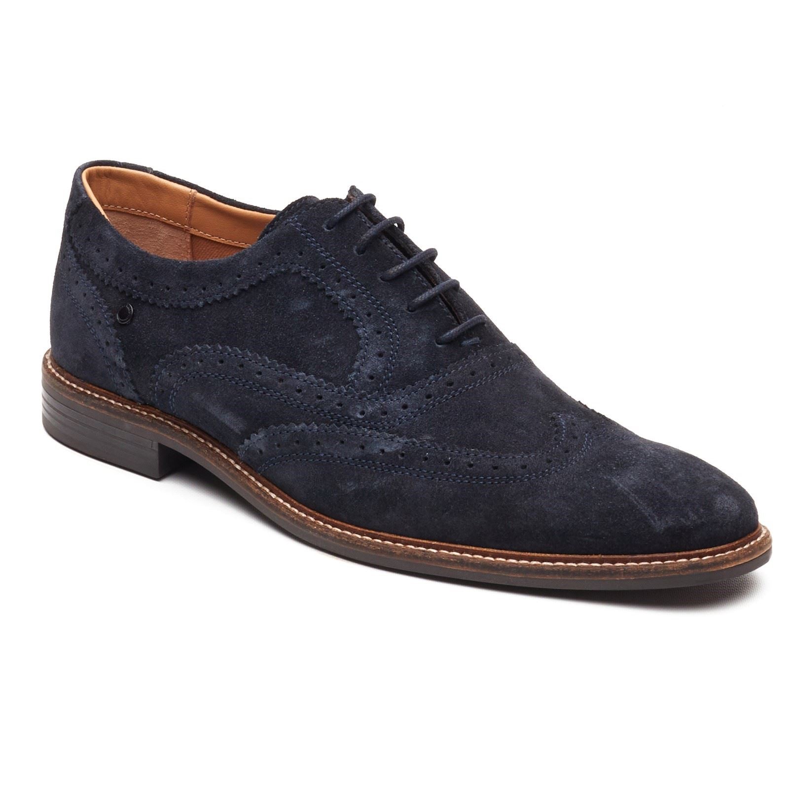 Base London Clarence Leather Men's Navy Brogues Shoes