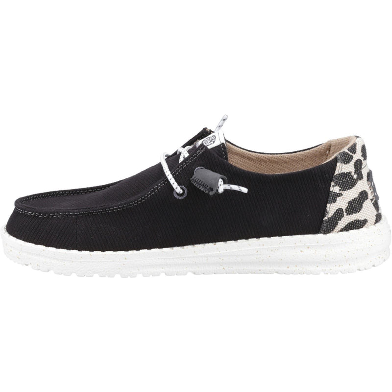 HEYDUDE Wendy Leopard Cotton Blend Women's Black/Leopard Loafers