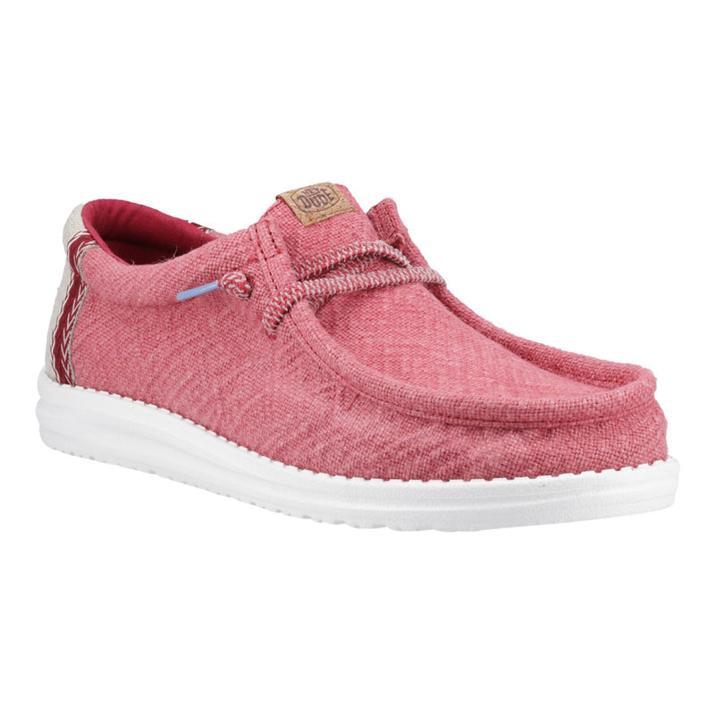 HEYDUDE Wally Jute Jute Men's Claret Red/Silver Birch Moccasins Shoes