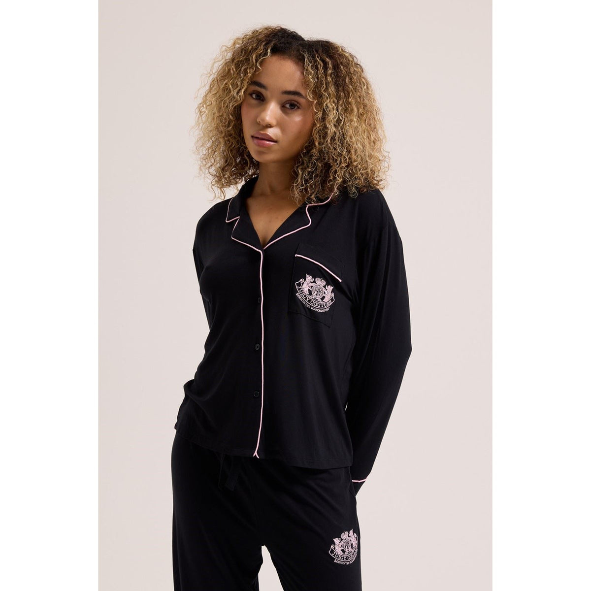 Juicy Couture Crest PJ Set Women's Black Pyjama Sets