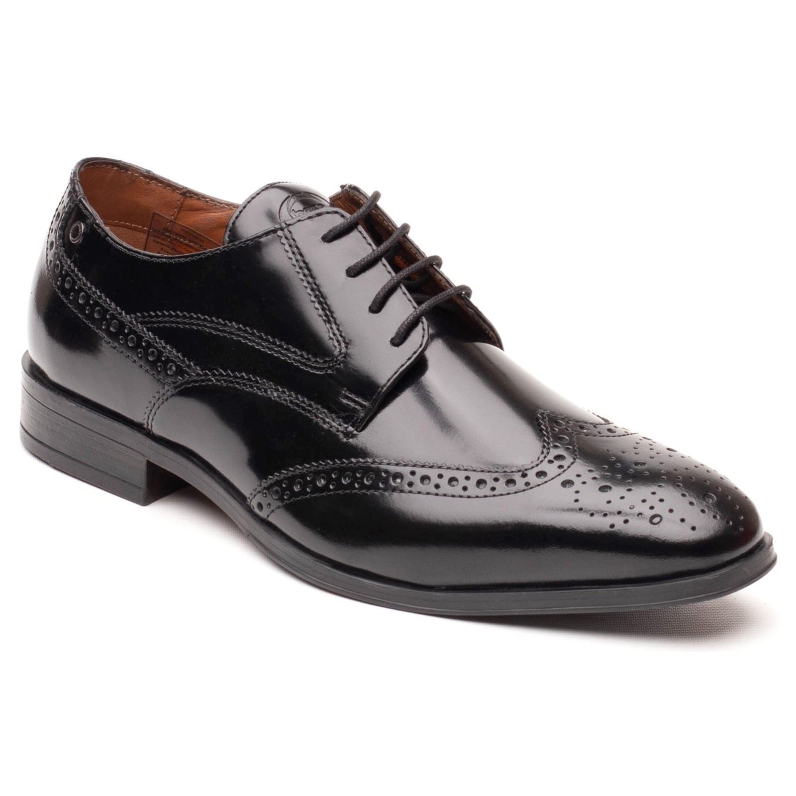 Base London Steeple Leather Men's Hi Shine Black Brogues Shoes