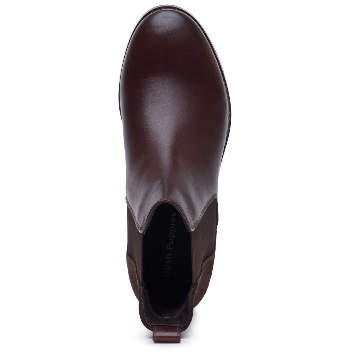 Hush Puppies Colette Leather Women's Chocolate Wide Fit Flat Chelsea Boots