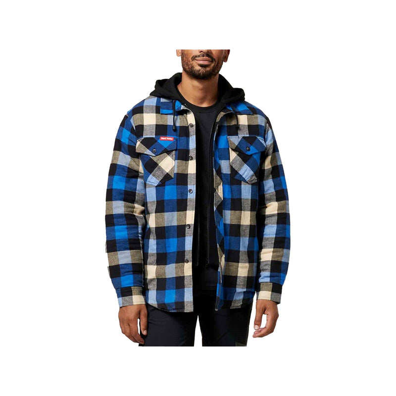 Hard Yakka Quilted Flannel Shacket Men's Blue Shirt Jacket