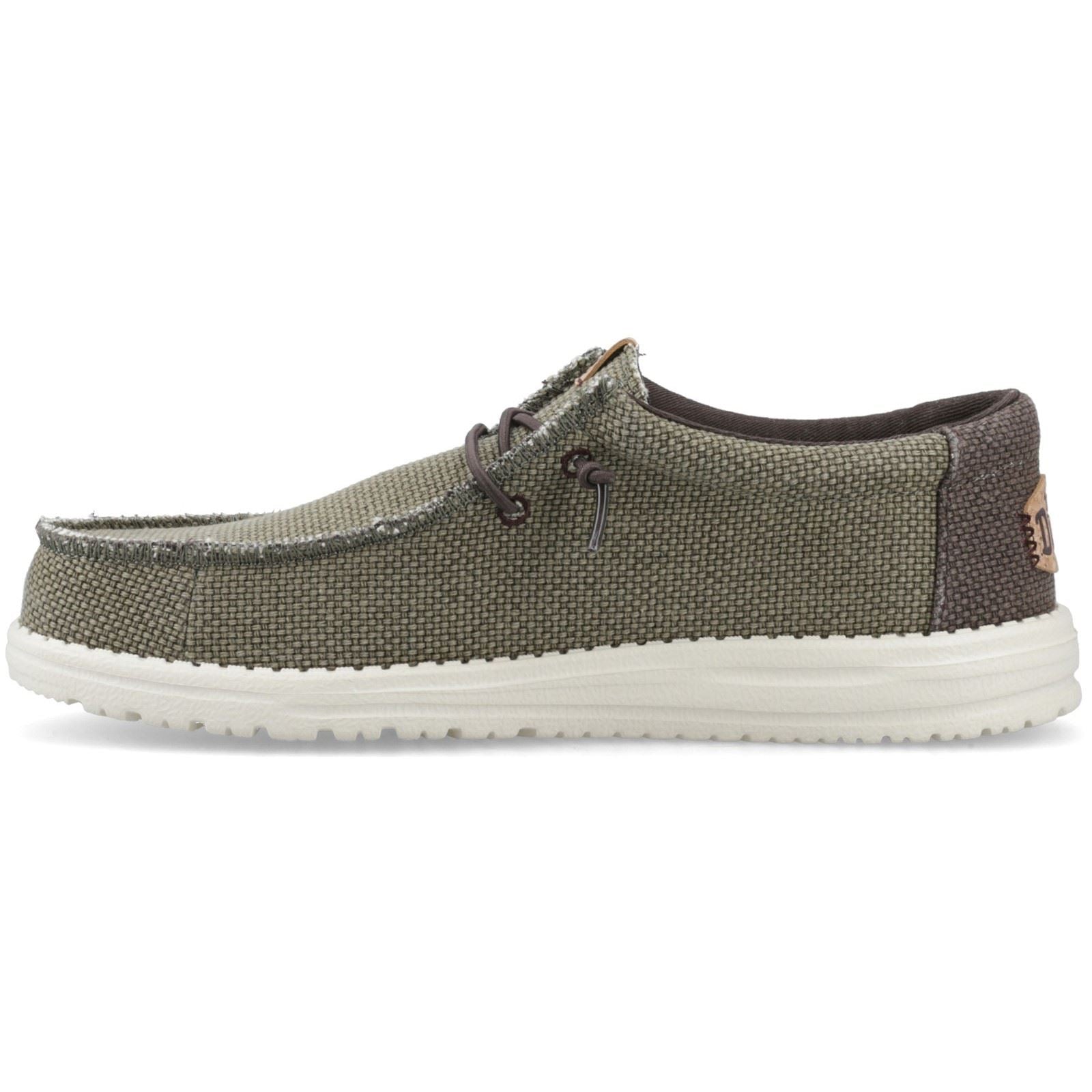 HEYDUDE Wally Braided Polyester Men's Burnt Olive/Delicioso Brown Moccasins Shoes