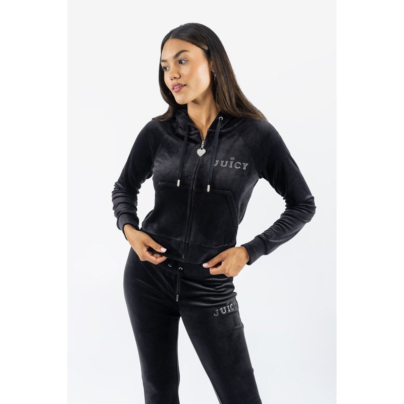 Juicy Couture Regal Madison Polyester Women's Black Hooded Sweatshirt