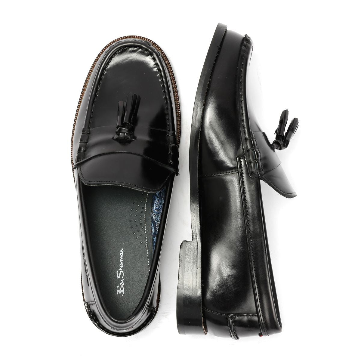 Ben Sherman Sid Brush Off Leather Men's Black Tassel Loafers