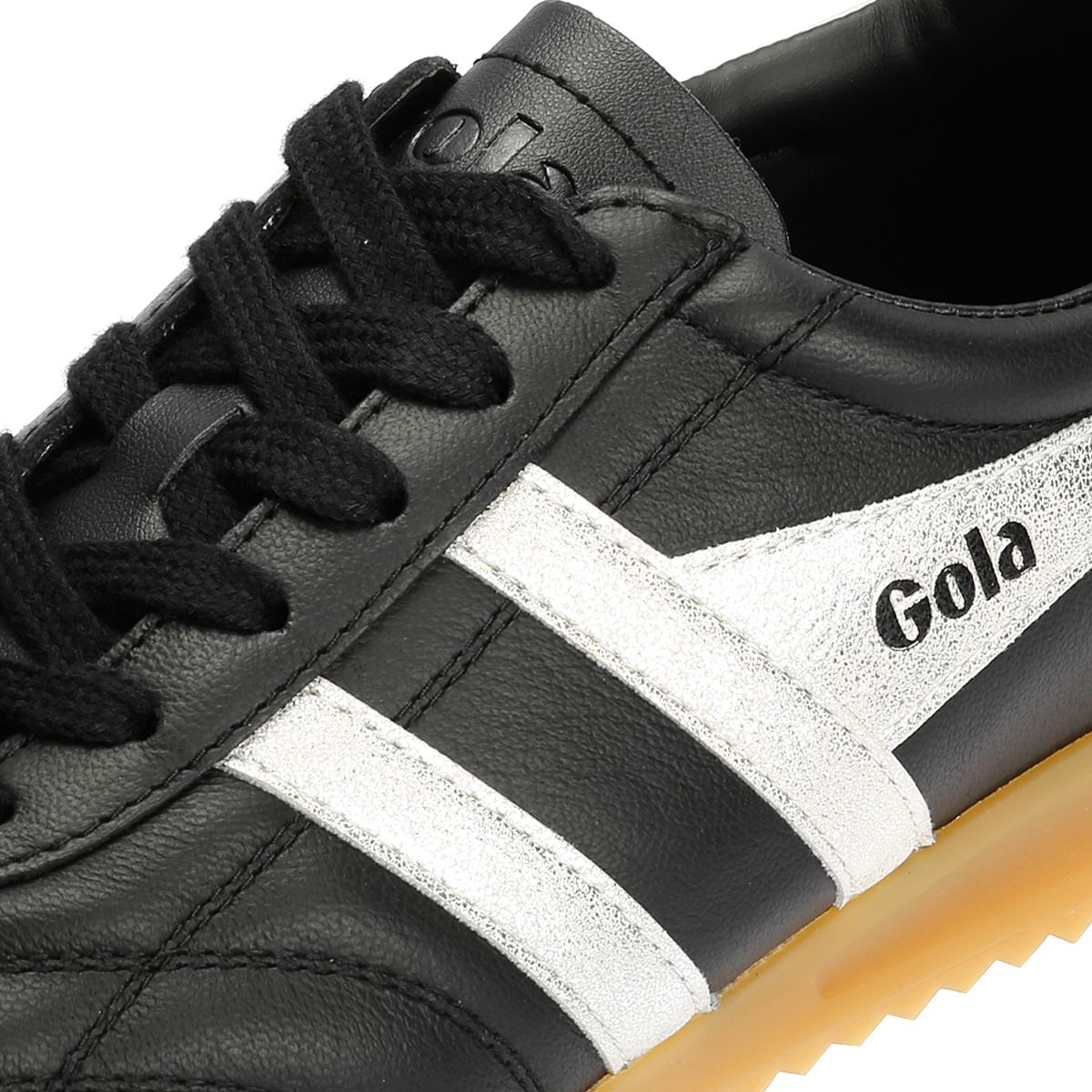 Gola Stadium Leather Women's Black/Silver Sneakers